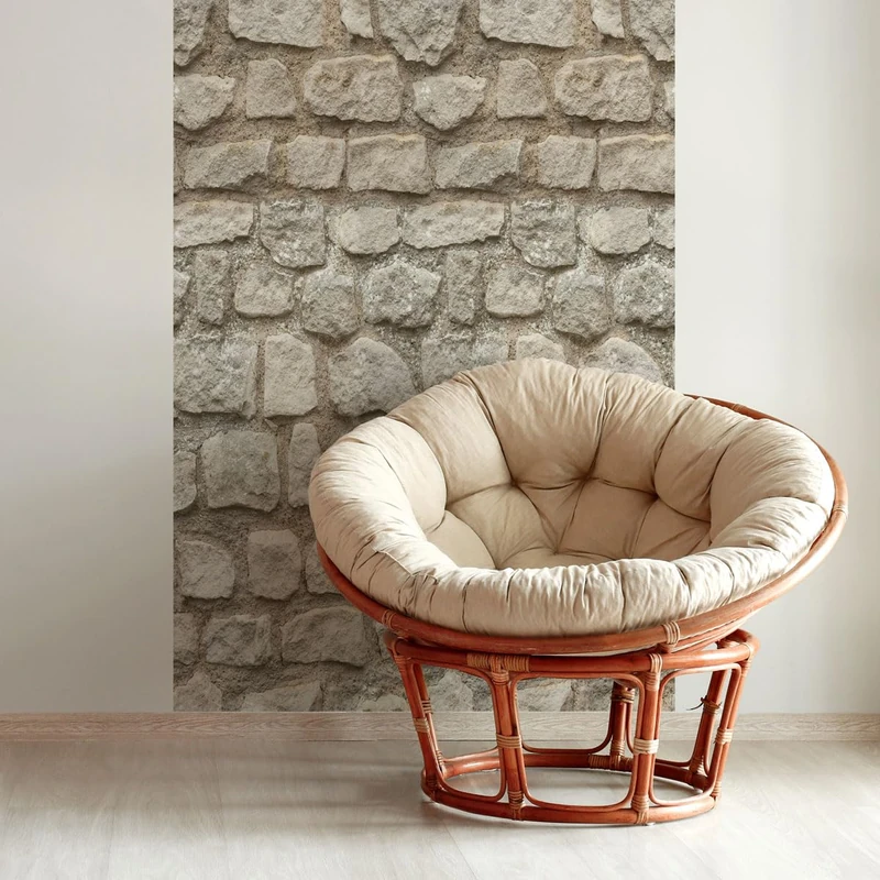 Ambiance Sticker Non-Woven Wallpaper Pre-Pasted Roll Grey Stone Wall Decorative Adhesive – 1 Roll H300 x W60 cm