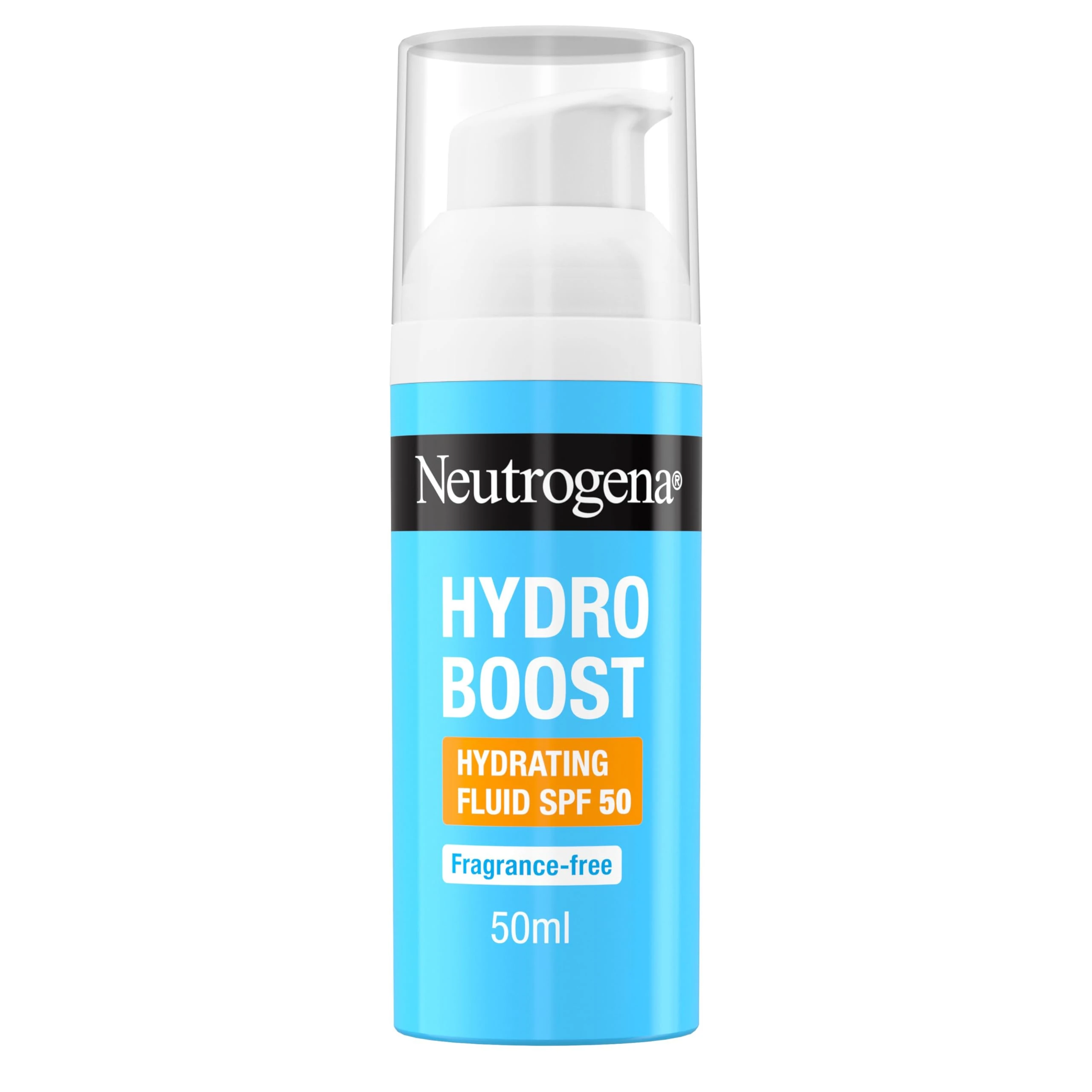 Neutrogena Hydro Boost Hydrating Face Fluid SPF 50, with Hyaluronic Acid, Pro-Vitamin B5 and Niacinamide, Broad Spectrum for Dry Skin, 50ml