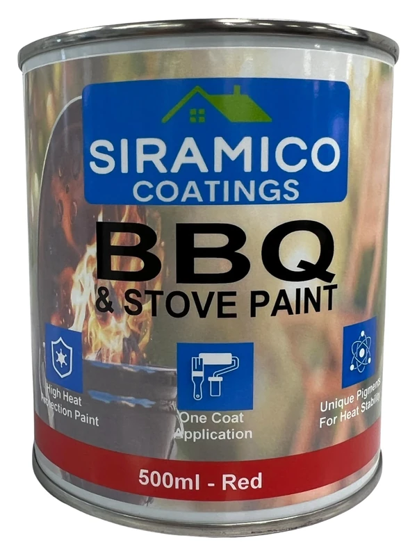 SIRAMICO COATINGS BBQ & Stove Paint - High Temperature Paint 1000°c (Red, 500ml)