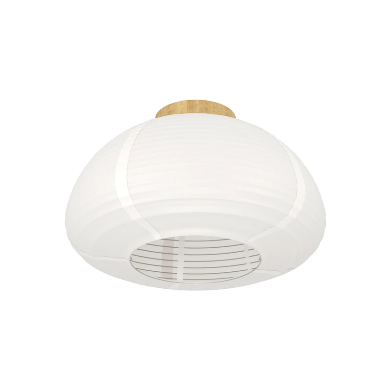 Eglo Ceiling Light Fixture Summerhill, Japanese-Style Flush Mount lamp, Wooden Living Room Lighting in Brown and White Paper, FSC-Certified, E27 Socket, Ø 40 cm - Image 1