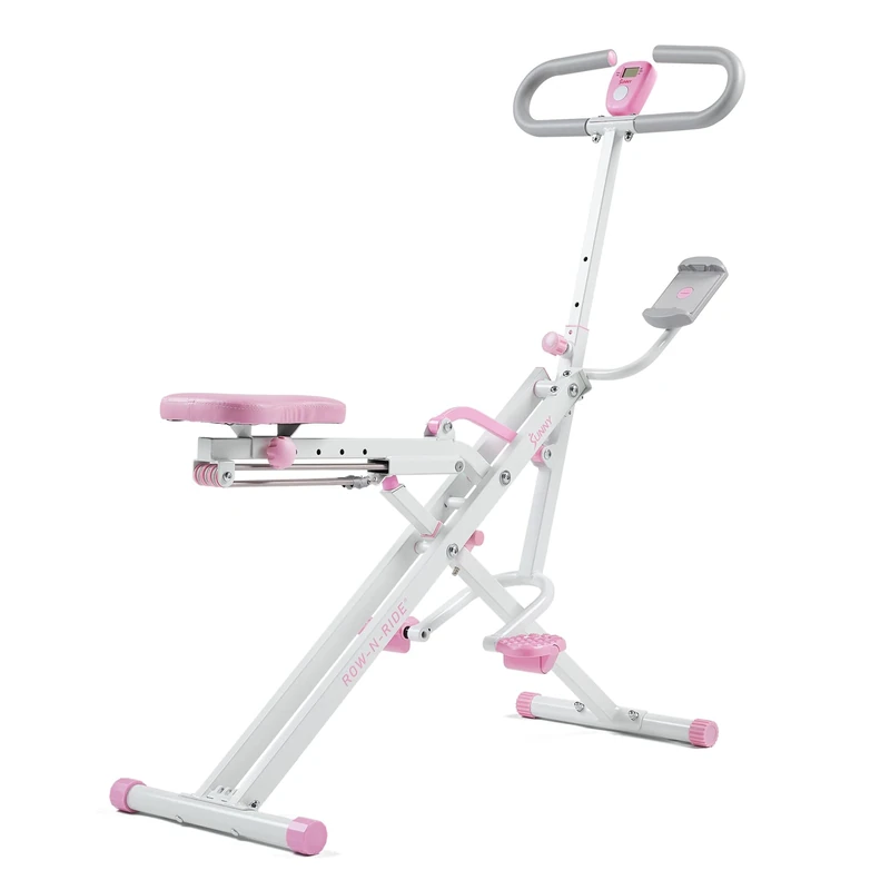 Sunny Health & Fitness Smart Upright Row-N-Ride Trainer w/Adjustable Resistance, Foldable Home Exercise Equipment for Arm, Glute & Leg Training, Free SunnyFit App Bluetooth Connect - P2100SMART
