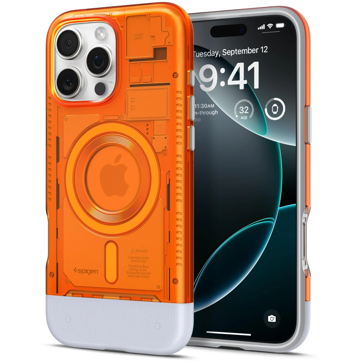 Spigen Classic C1 MagFit Case for iPhone 16 Pro Max, Compatible with MagSafe Accessories - Tangerine