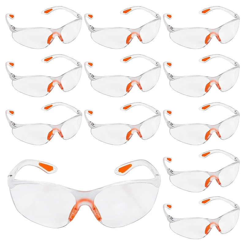 Gelishan 12Pcs Eye Protection Glasses - Anti Scratch, Anti Fog Safety Goggles - Protective Equipment for Construction, Laboratory, Chemicals