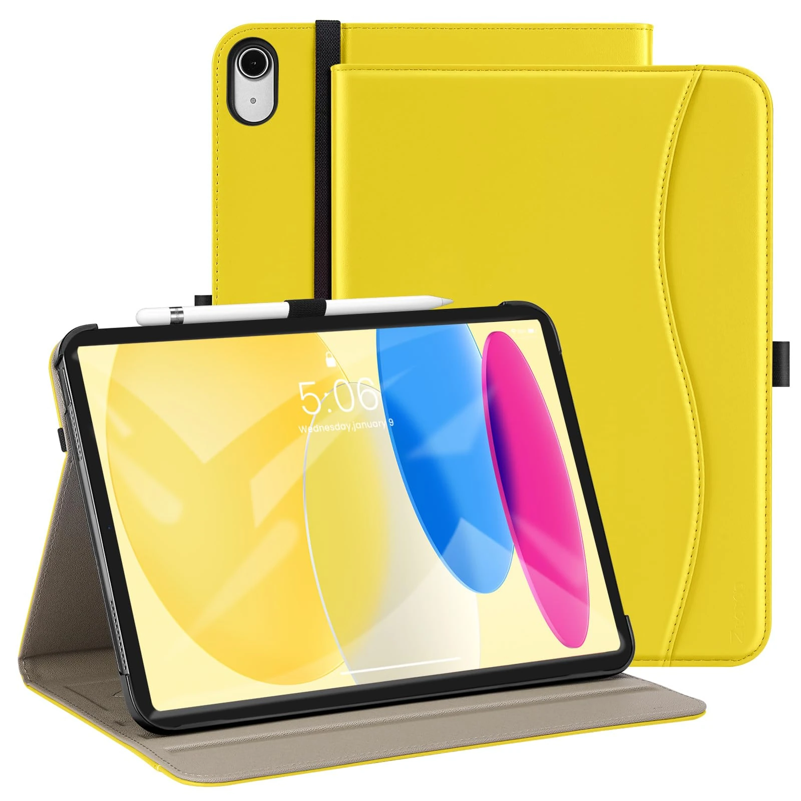 ZtotopCases Case for iPad 11th Generation 11 Inch 2025(A16)/iPad 10th Generation 10.9 Inch 2022, Premium Leather Business Cover with Auto Wake/Sleep, Multi-Angle Stand & Pencil Holder, Yellow