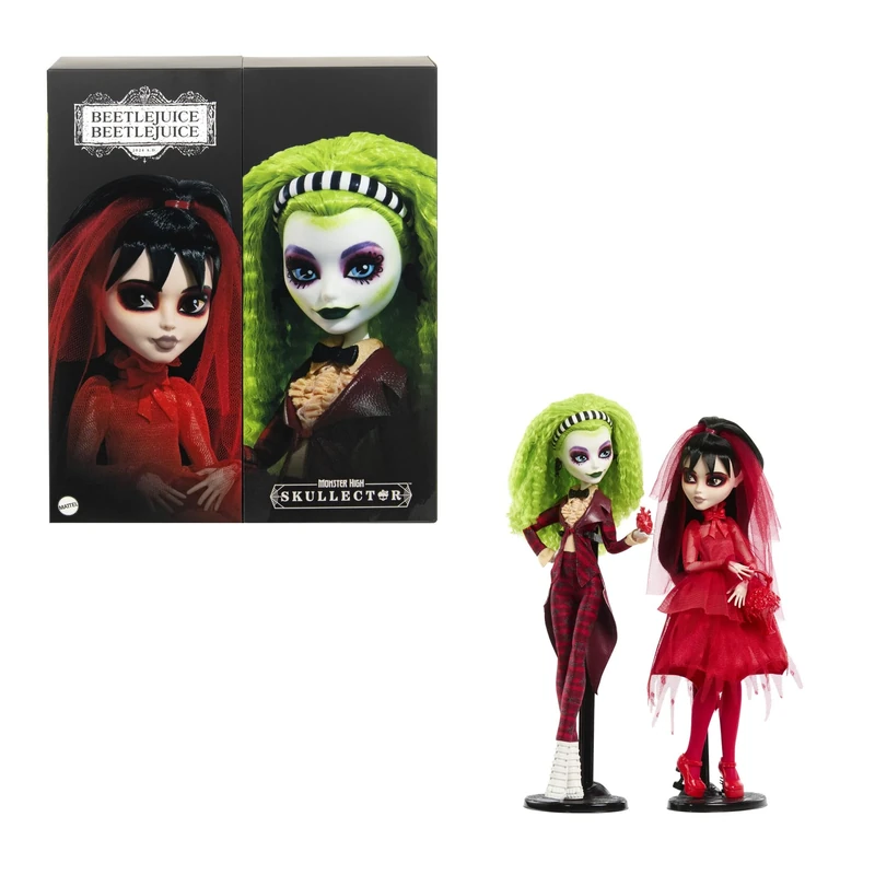 Monster High Skullector Beetlejuice Beetlejuice Doll 2-Pack, Collectible Betelgeuse and Lydia Deetz Set with Accessories and Displayable Packaging, HYV96