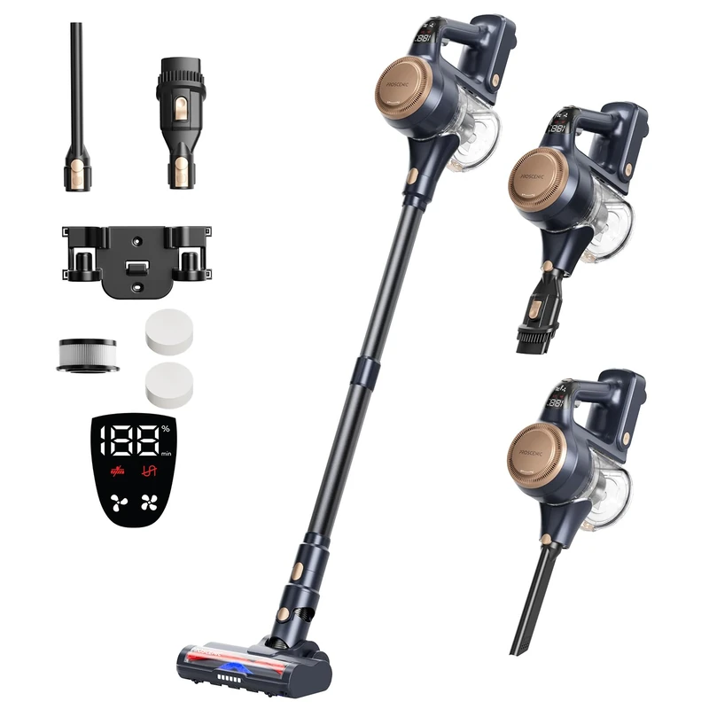 proscenic P11 Lite 38Kpa/400W Lightweight Cordless Vacuum Cleaner, 40 Mins Removable Battery, Pet Anti-Tangle, Touch Screen, for Carpets/Hard Floors