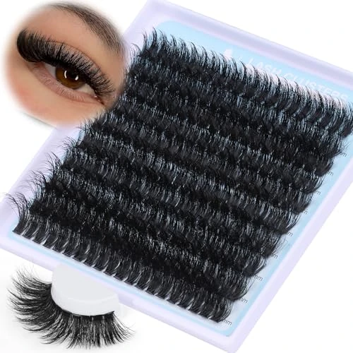 Fluffy Cluster Lashes 200D Individual Eyelashes Clusters, Thick Individual Lashes Volume Cluster Eyelash Extensions, 14-20mm Long Lash Clusters D Curl DIY Lash Extension at Home by CORUSCATE