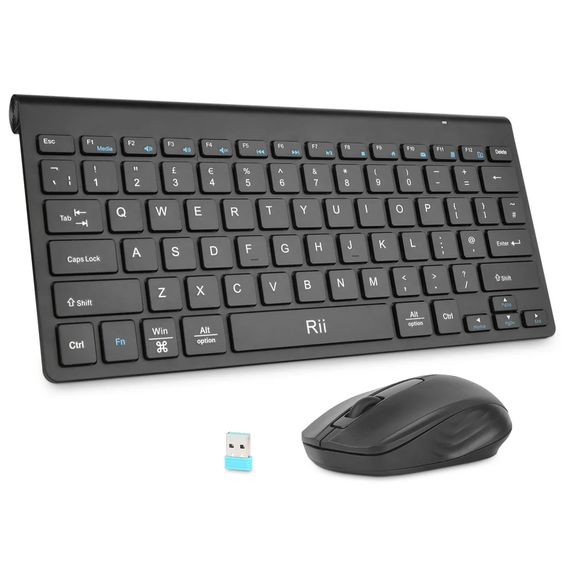 Rii Wireless Keyboard and Mouse, Ultra Slim 2.4G Keyboard and Mouse Set with Effortless Connectivity, Comfortable Typing for PC/Laptop/Windows/Mac/Chrome/Linux
