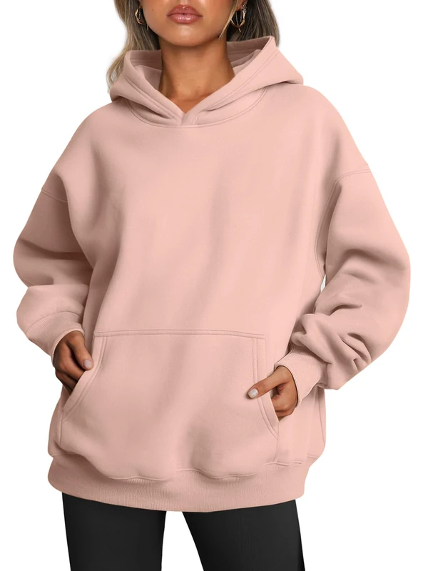 Trendy Queen Womens Oversized Hoodies Fleece Sweatshirts Fall Fashion 2025 Pullover Sweaters Winter Clothes, Blush Pink, Medium