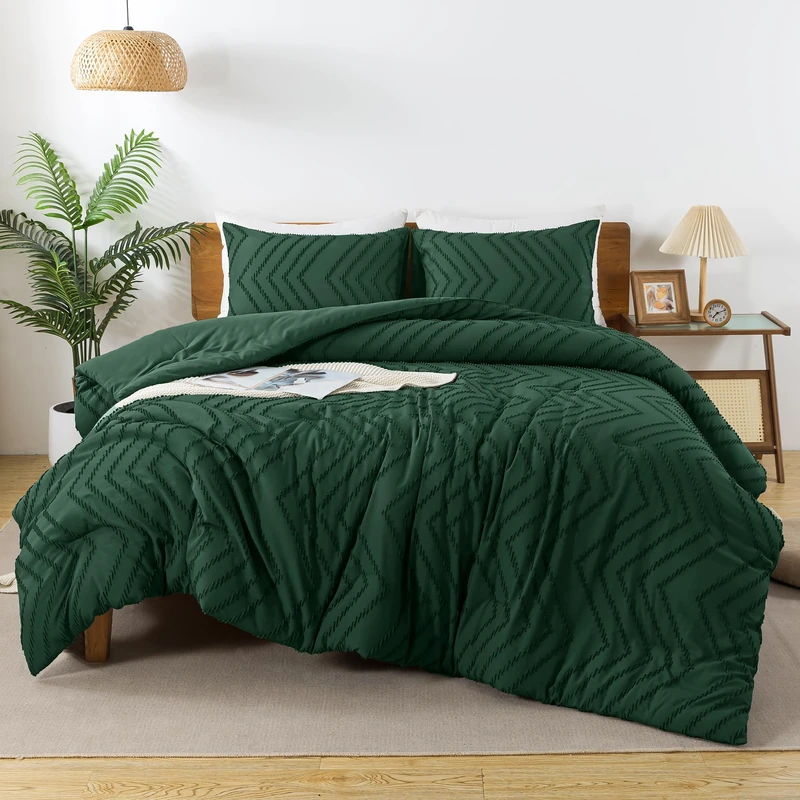 Andency Dark Emerald Green Oversized King Comforter Set 120x98 Extra Large