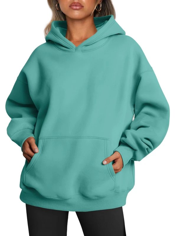 Trendy Queen Womens Oversized Hoodies Fleece Sweatshirts Fall Fashion 2025 Pullover Sweaters Winter Clothes, Mint Green, Medium