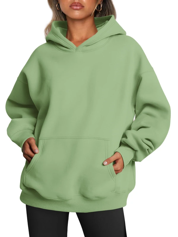 Trendy Queen Womens Oversized Hoodies Fleece Sweatshirts Fall Fashion 2025 Pullover Sweaters Winter Clothes, Sage Green, Medium