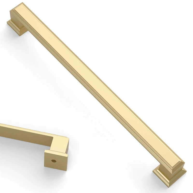 Asidrama 10 Pack 7.5 Inch(192mm) Brushed Gold Kitchen Cabinet Handles Gold Cabinet Pulls Kitchen Cabinet Hardware for Cupboard Drawer Pulls
