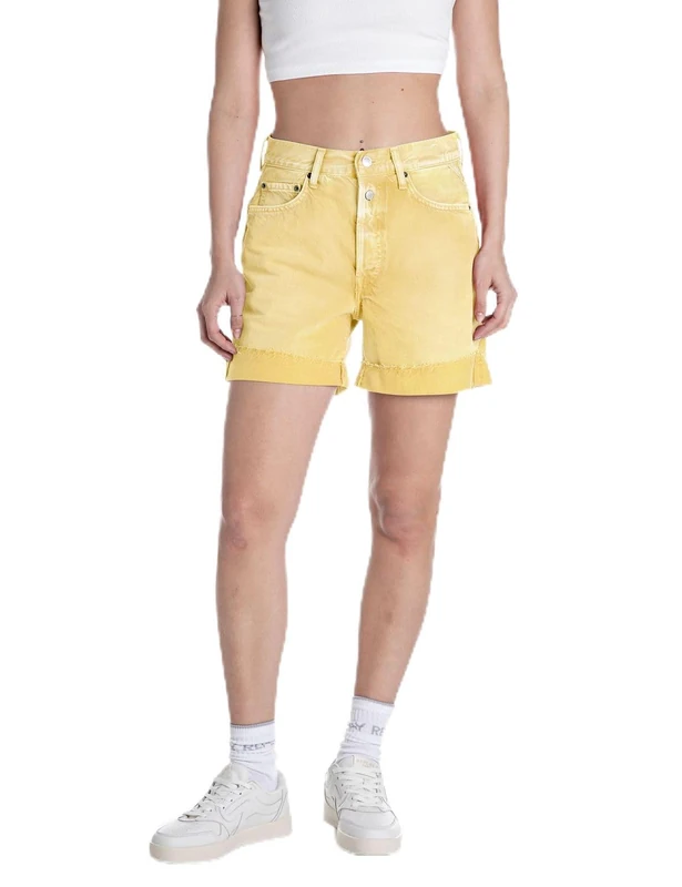 Replay Women's 9z1 Denim Shorts, 661 Daisy Yellow, 26W - Image 1