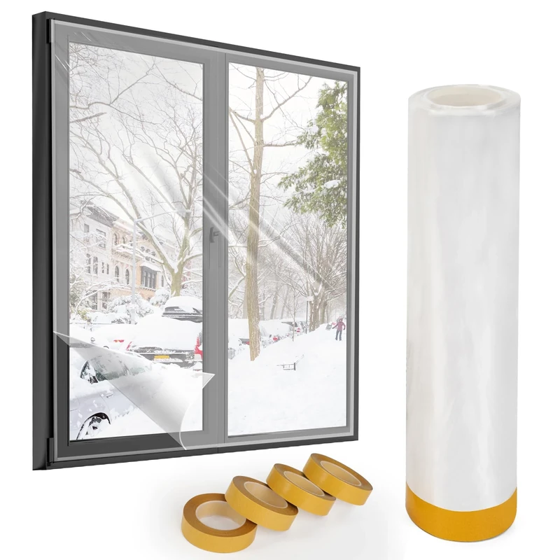 fowong Window Insulation Kit 2.4m x10m Shrink Film - DIY Weatherproof