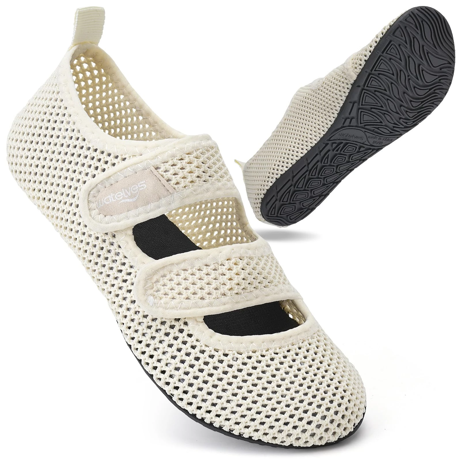 WateLves Water Shoes Barefoot Shoes Mens Women Beach Socks Aqua Swim Swimming sea Pool(Mesh White 4.5/5.5)