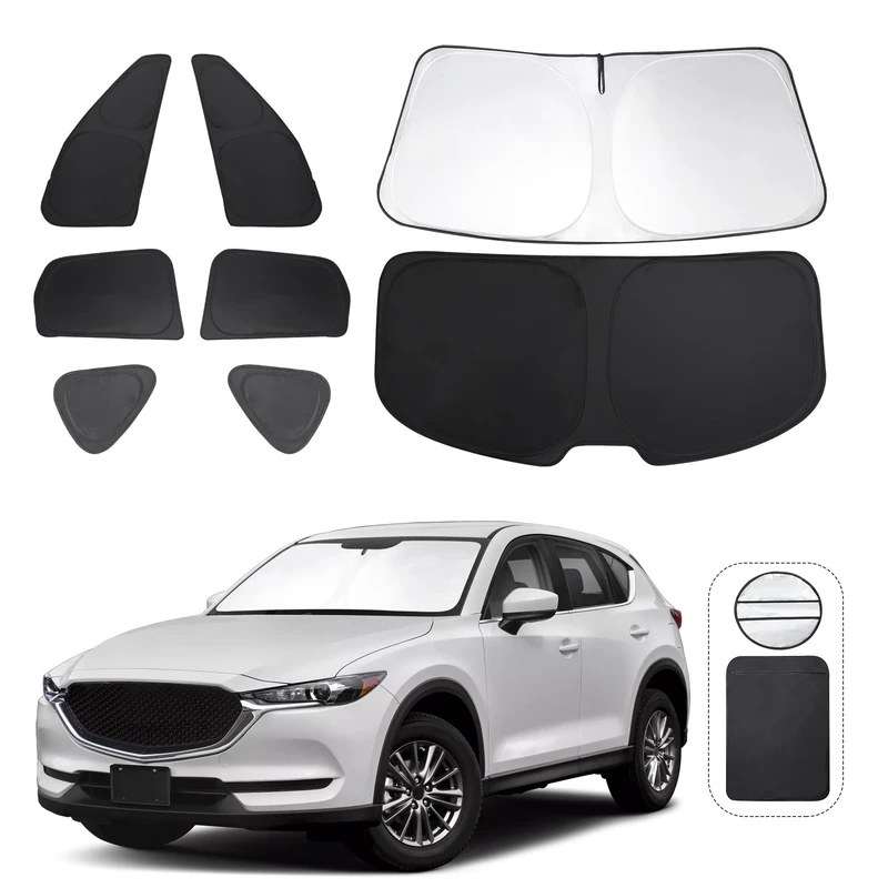 TINGLU Window Shades for Mazda CX-5 2017-2024 2025 Accessories Car Side Full Windows Rear Triangular Windshield Sun Shade Sun UV Rays & Privacy Protection for Camping,Napping,and Relaxing 8PCS