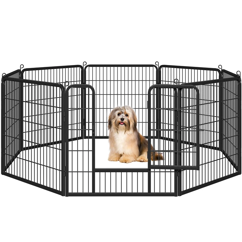 Yaheetech 8-Panel Heavy-Duty Dog Playpen for Puppies/Small Dogs, Pet Exercise Pen for Garden/Yard Indoor/Outdoor Use 80cm Height