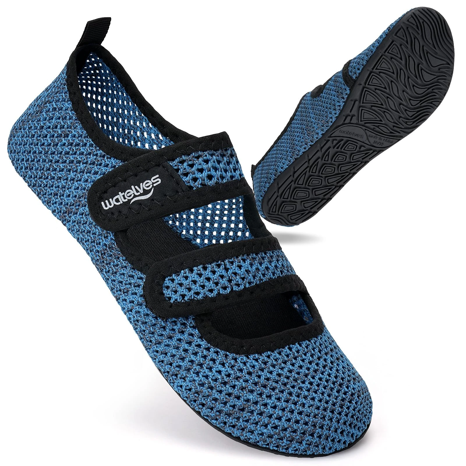 WateLves Water Shoes Barefoot Shoes Mens Women Beach Socks Aqua Swim Swimming sea Pool(Blue mesh 4.5/5.5)