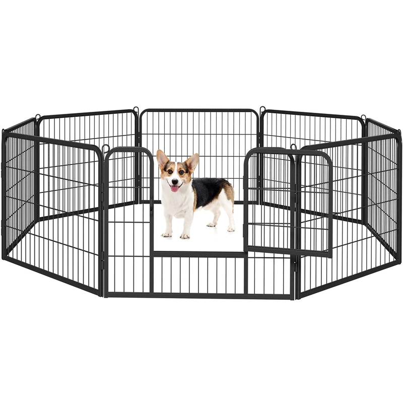 Yaheetech Dog Playpen, 8 Panel Puppy Play Pen Heavy Duty Pet Exercise Fence for Garden/Yard 60cm Height