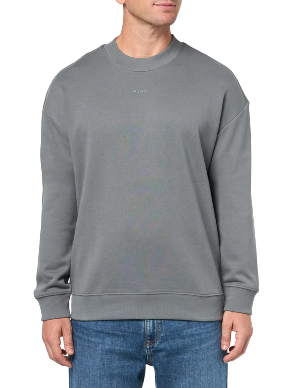 HUGO Men's Small Logo French Terry Sweatshirt, Lava Smoke, XL