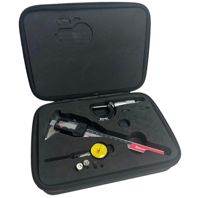 Starrett S9000N Precision Measuring Tool Kit - Micrometer, Caliper, Dial Indicator, for Automotive and Mechanical Engineering - 3-pieces