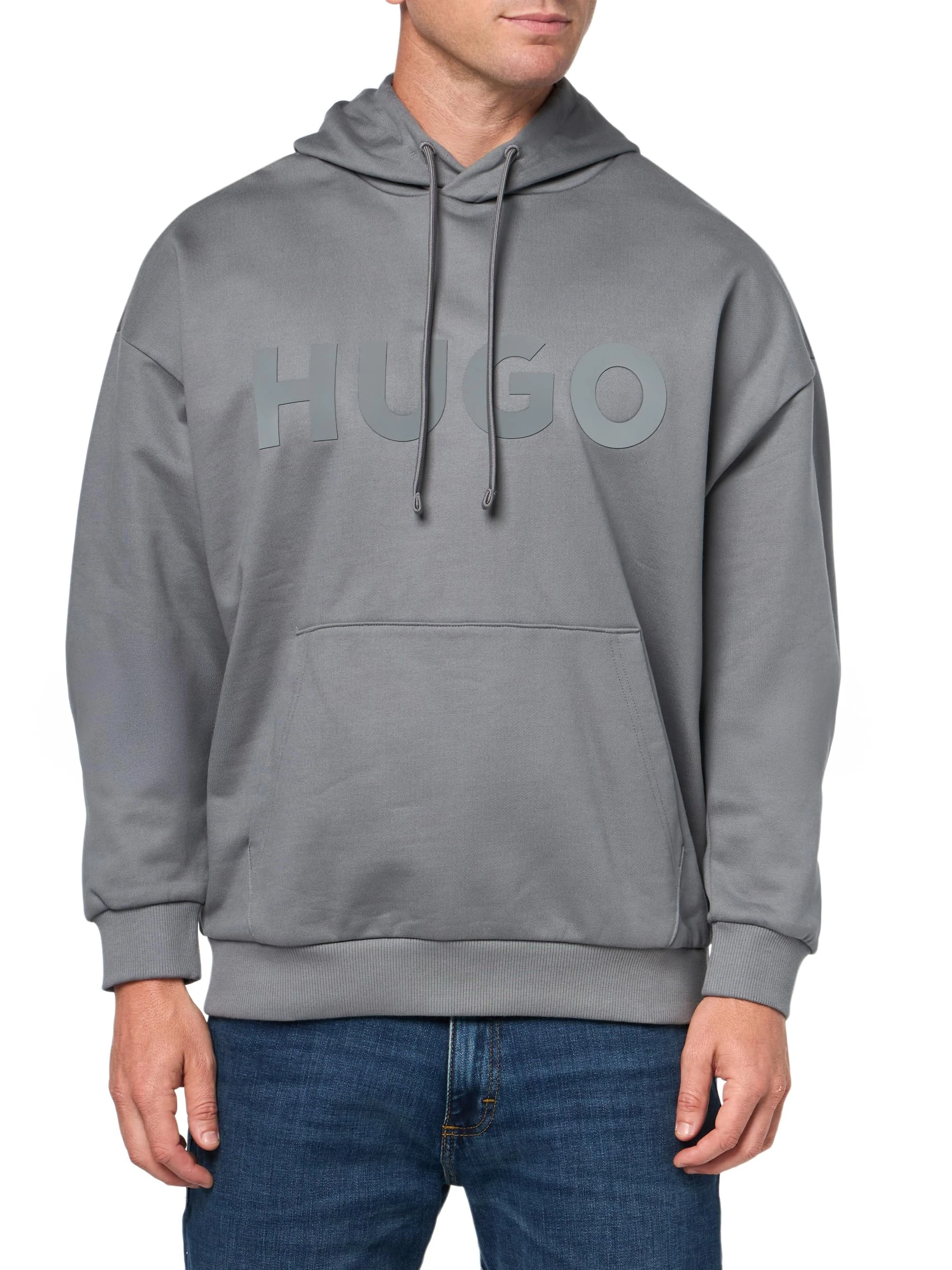 HUGO Men's Tonal Logo Hooded Sweatshirt, Lava Smoke, S