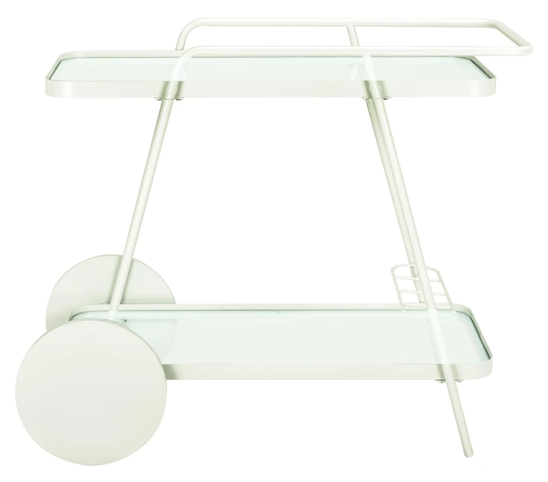 Safavieh Modern 2 Tier Bar Cart, METAL/MDF/GLASS, White