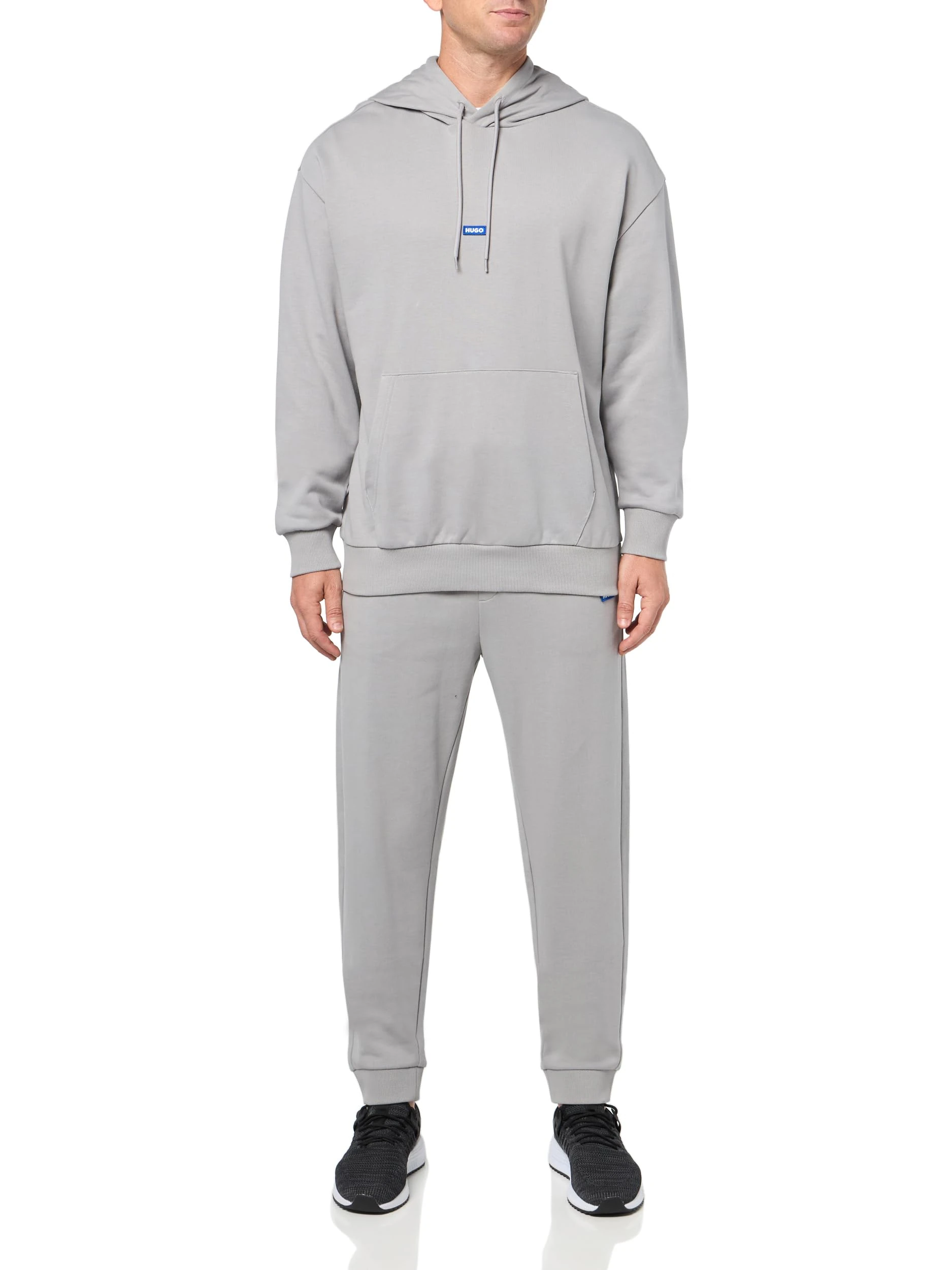 HUGO Men's Small Logo Hooded Sweatshirt and Jogger Tracksuit Pants Set, High Rise Grey, XL (Pack of 2)