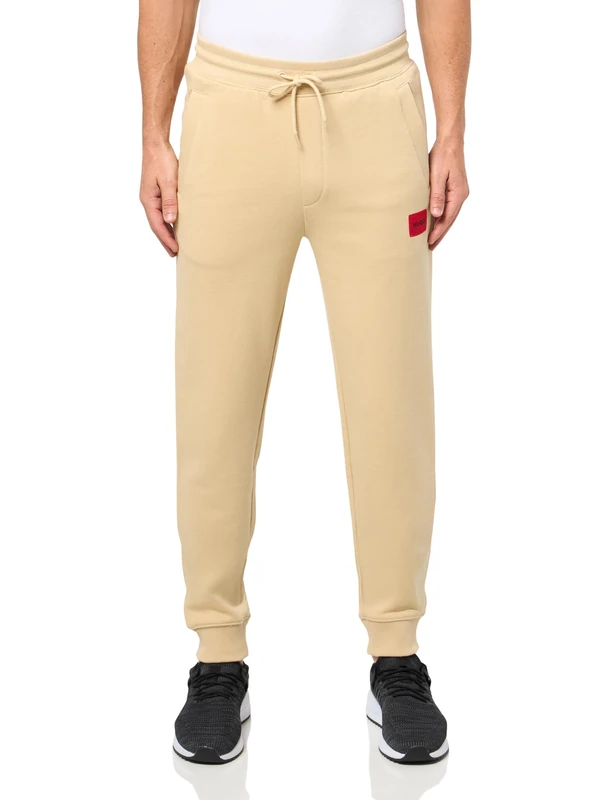 HUGO Men's Regular Fit Square Logo Jersey Drawstring Joggers, Mojave Dessert, X-Large