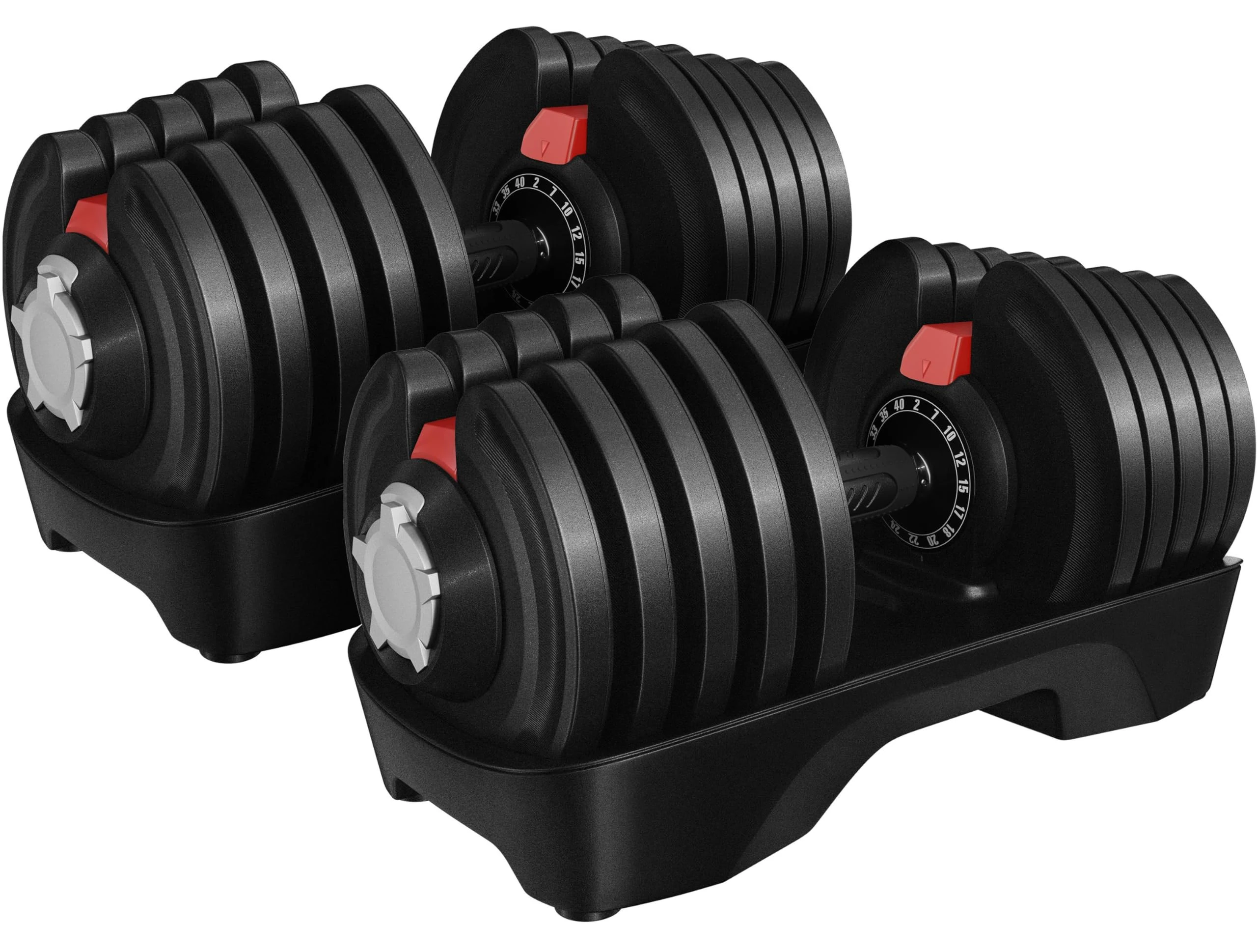 Yaheetech Adjustable Dumbbell Set Dumbbells Pair 16 in 1 Adjustable Weights 40KG with Non-Slip Handle & Safety Locking Mechanism, Home Gym Strength Training Equipment for Full Bodybuilding