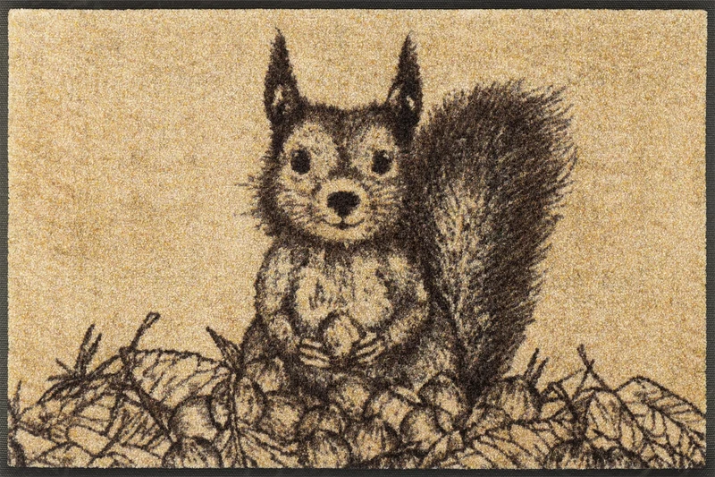 Wash+Dry Doormat Squirry Floor Mat 50 x 75 cm, Washable for Indoor and Outdoor Use, Colourful