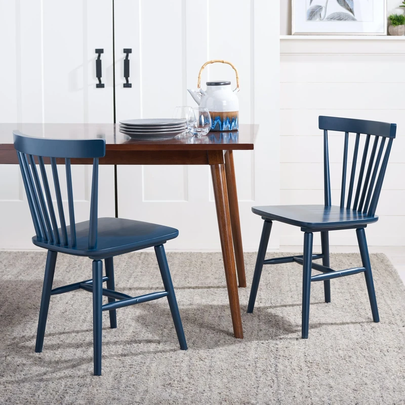 Safavieh Set of 2 Wooden Dining Chairs, in Navy