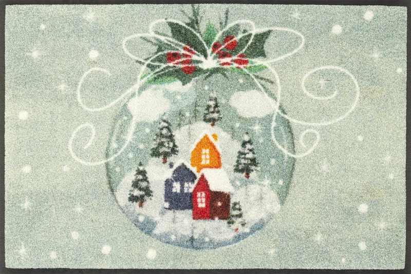 Wash+Dry Snow Globe Doormat, 50 x 75 cm, Washable for Indoor and Outdoor Use, Colourful