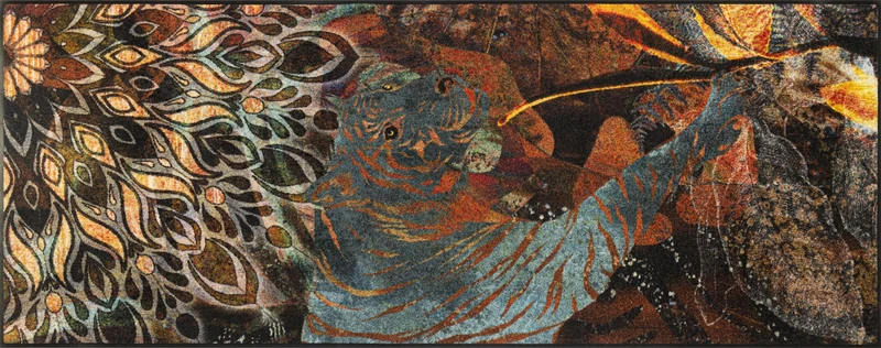 Wash+Dry Jungle Dance Doormat, 75 x 190 cm, Washable for Indoor and Outdoor Use, Colourful