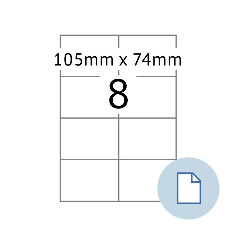 HERMA 58105 Weatherproof Film Labels, 250 Sheets, 105 x 74 mm, 8 Per A4 Sheet, Pack of 2000, Self-Adhesive, Printable, Matt, Blank Outdoor Adhesive Labels Stickers Made of Polyethylene, White - Image 1