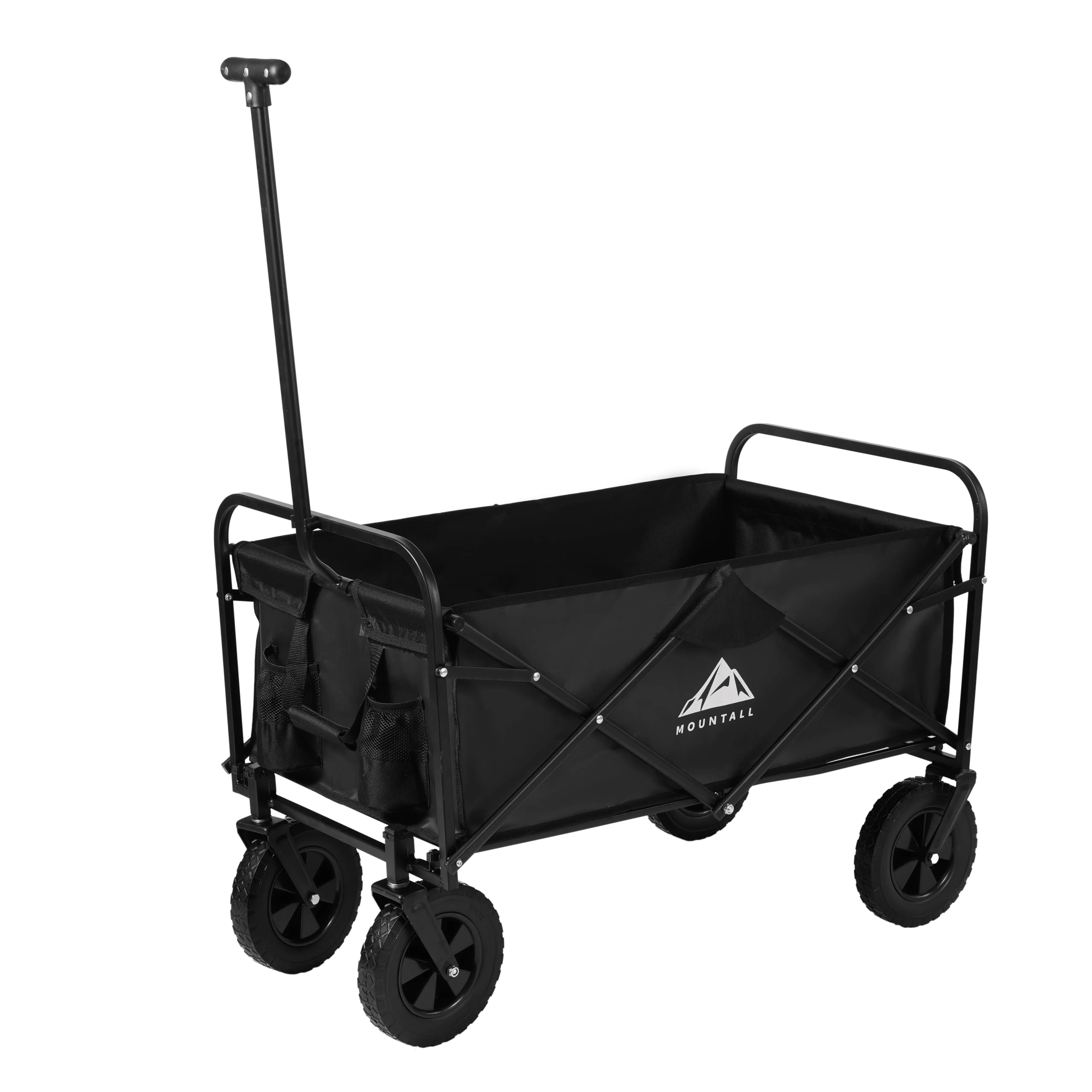 Black Heavy Duty Foldable Garden Festival Trolley Camping Folding Cart Wagon Truck Wheelbarrow Small & Large (Large)