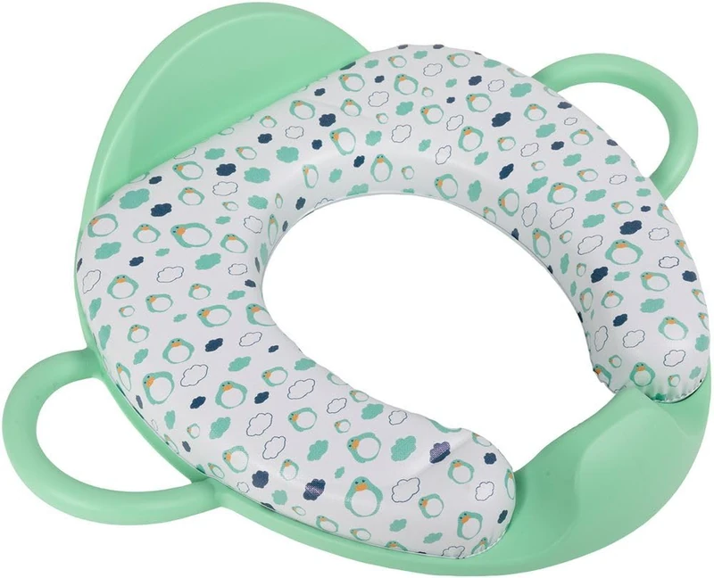 TataWay in viaggio si cresce 12615 RIDUTTORE MORBIDO WC CON MANICI Giallo Toilet Children, Green, with Handles for Holding and backrest, Soft Padded Comfortable Washable seat