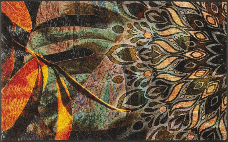 Wash+Dry Jungle Dance Doormat, 75 x 120 cm, Washable for Indoor and Outdoor Use, Colourful