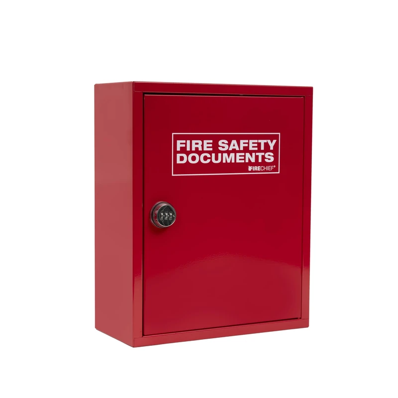Firechief Red Metal Document Cabinet with Combination Lock for A4 and A5 Documents - Fire Safety Document Holder - Perfect for Offices, Public Buildings, and Commercial Premises - FMDCC-RED Model