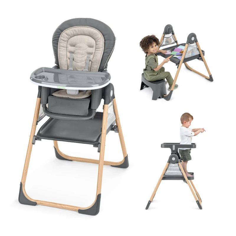 Ingenuity Proper Positioner Create Up! Multi-Mode Folding High Chair - Covertible Activity Desk and Tower - 9 Modes of Use - Storage Pockets -0M-5Y- Wesley