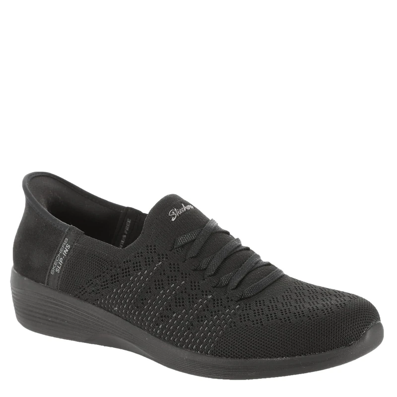 Skechers Women's Arya Swiftly Slip-On Sneakers, Black Knit, 8 UK