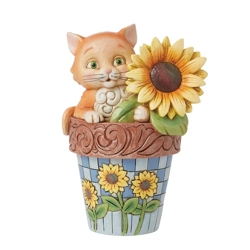 Enesco Heartwood Creek By Jim Shore Cat In Flowerpot Figurine