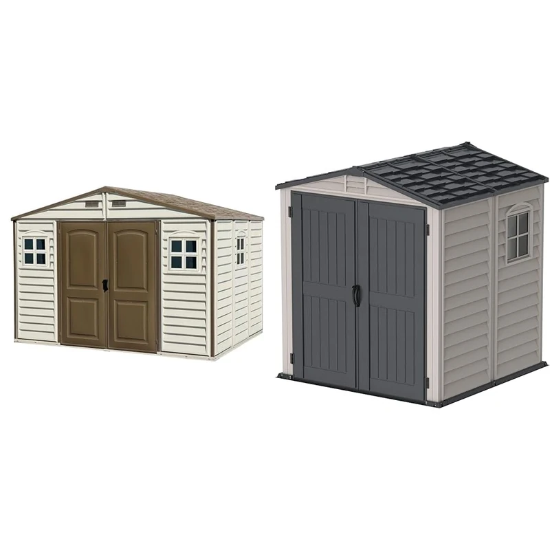 Duramax WoodSide 10 x 8 & 6 x 6 Plastic Garden Sheds with Fixed Windows & Metal Foundation Kit