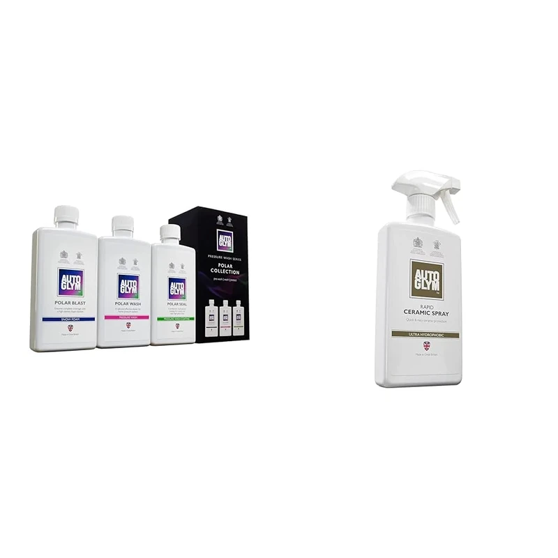 Autoglym Polar Collection - Car Cleaning Kit Includes Polar Blast Pre-Wash Snow Foam, Polar Wash Car Shampoo, and Polar Seal Pressure Wash Coating & Rapid Ceramic Spray Ultra Hydrophobic, 500ml