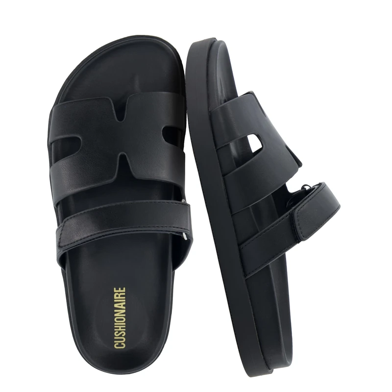 CUSHIONAIRE Women's Estate Footbed Sandal With +Comfort, Wide Widths Available, Black, 6.5 UK - Image 1