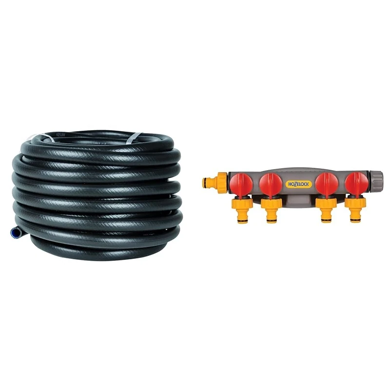 HOZELOCK - Flexi Micro Irrigation Supply Hose ø 13mm (1/2") 20 m: Ultra-Flexible and Practical & Multi-Tap Connector 4-Way Watering : Ideal for Creating 4 Circuits on a Single Tap