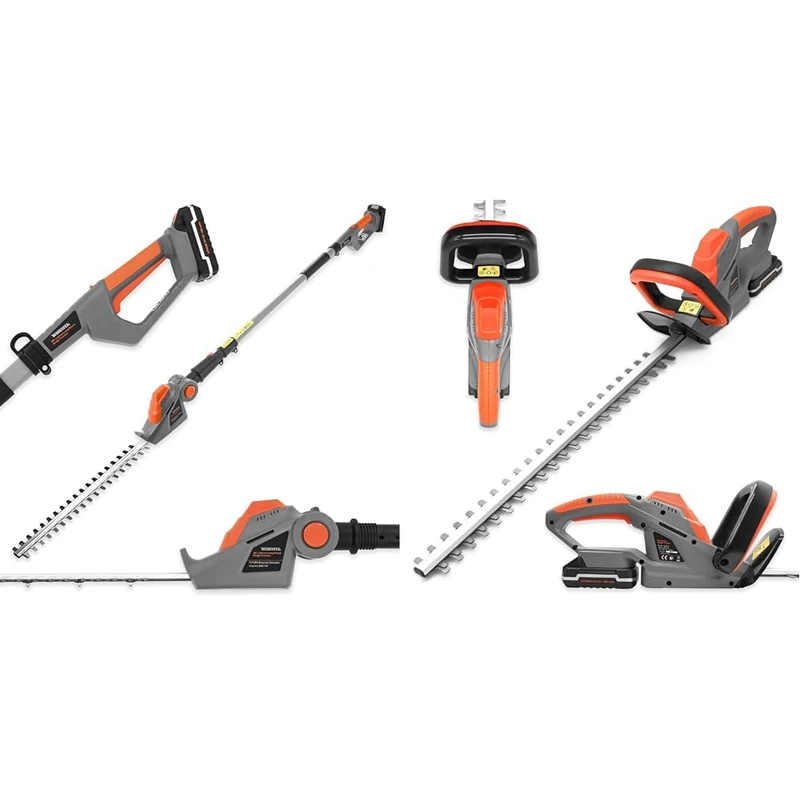 Terratek Cordless Hedge Trimmer Long Reach 20V 1HR Fast Charge & Cordless Hedge Trimmer 20V 1HR Fast Charge 51cm (510mm) Cutting Length