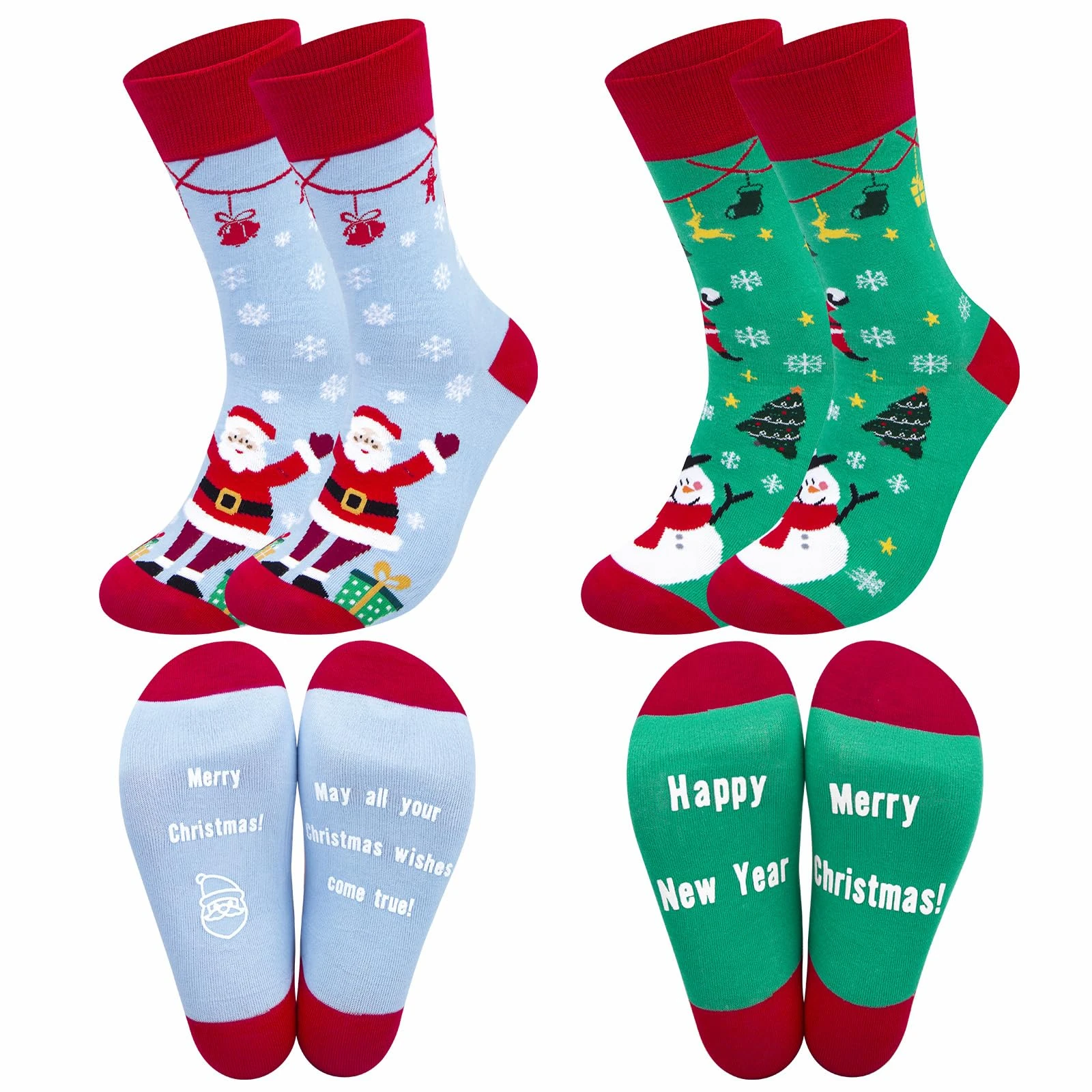 2 pairs Christmas Socks Gifts Novelty Funny Birthday Cotton Socks Christmas Mid Calf Socks for Men/Women/Friends Gifts Socks