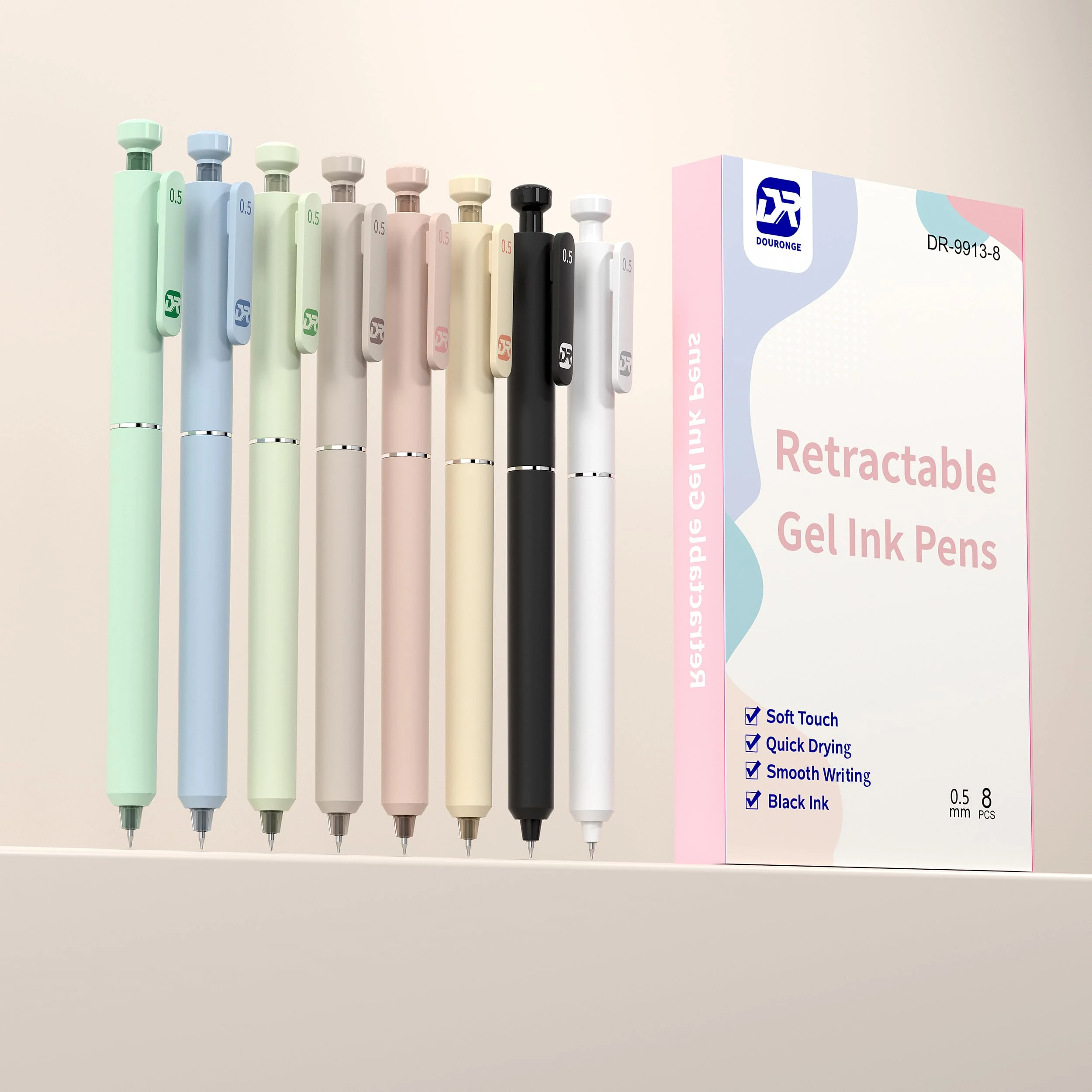 Gel Pens, 0.5 mm（8 Pcs）Quick-Dry Black Ink Pens, Fine Point, Smooth Writing Pens, Ballpoint Pens for Journaling, No Skipping, Cute Aesthetic Office and School Supplies, Gifts for Women